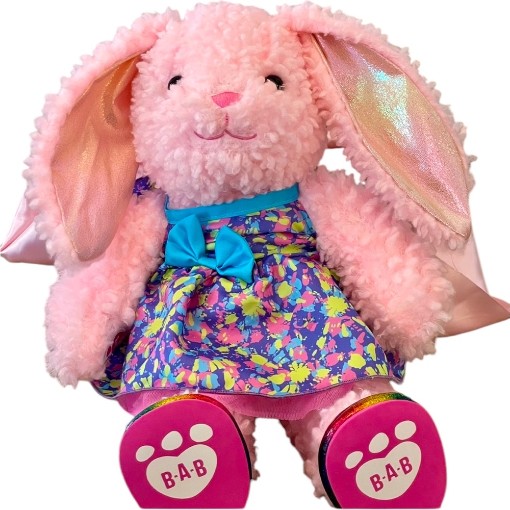 Build-A-Bear Workshop Bunny Pink Marshmallow
 Pawlette Tie Dye “BOB” dress